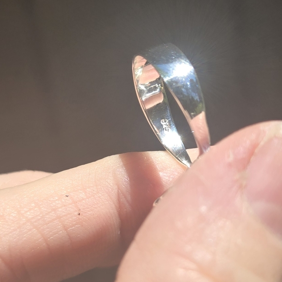 Aquamarine 7k sterling & gold ring sz7 - Picture 8 of 8